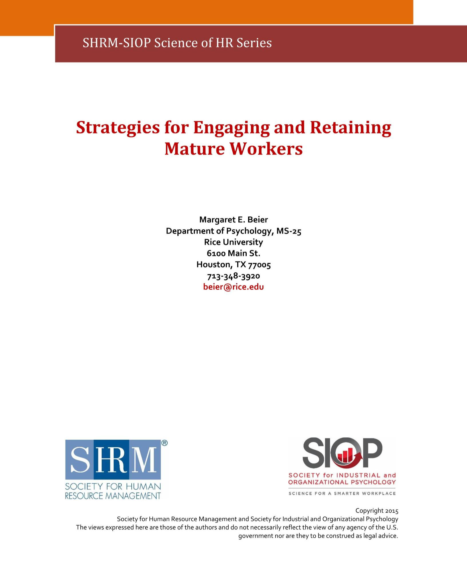 融入并留住成熟员工的策略Strategies for Engaging and Retaining